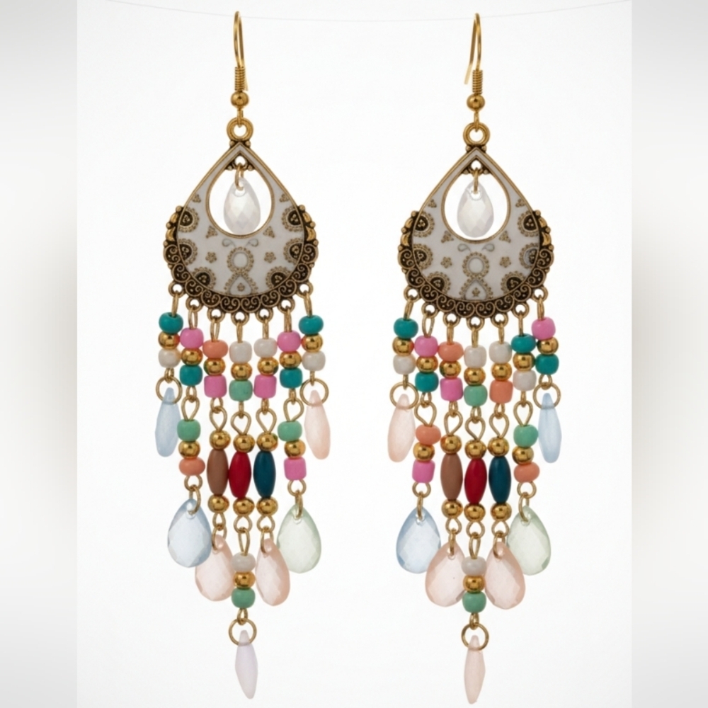 🆕️ Vintage Style Dangle Chandelier Earrings Bohemian Multicolor Chandelier